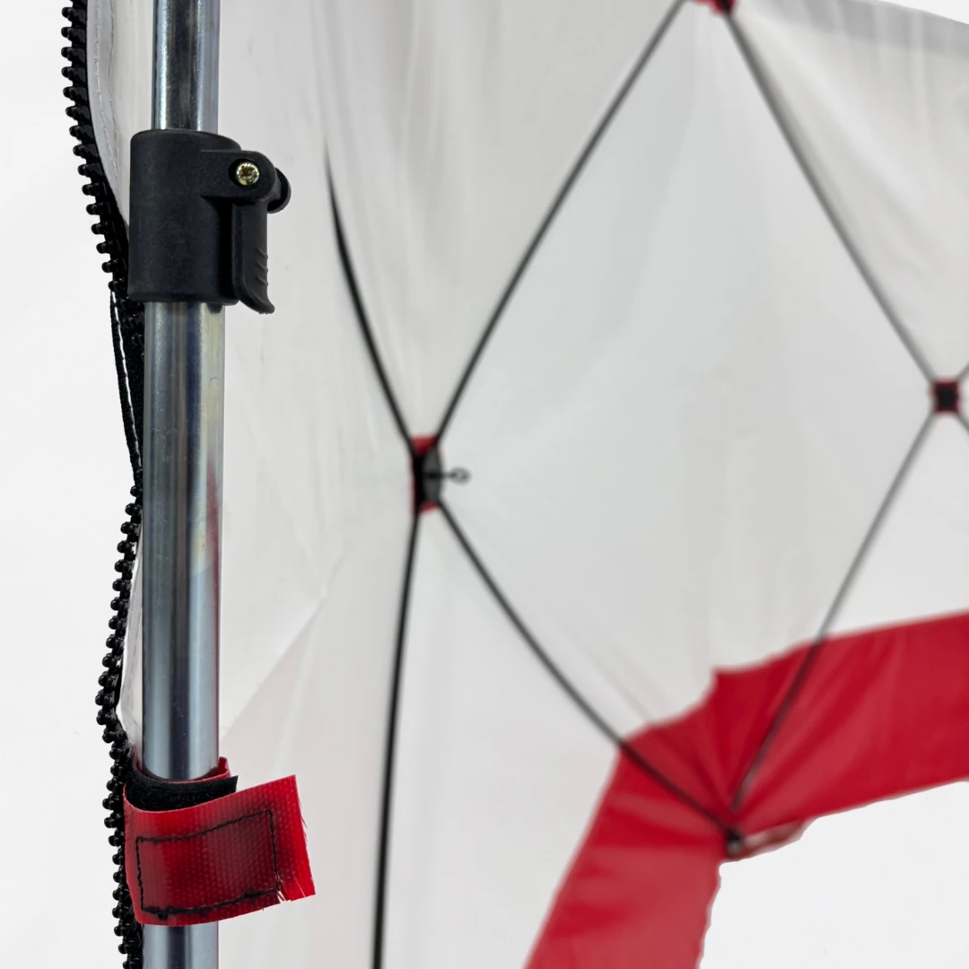 Velcro de sujeción lona-pata y sistema de ajuste de altura