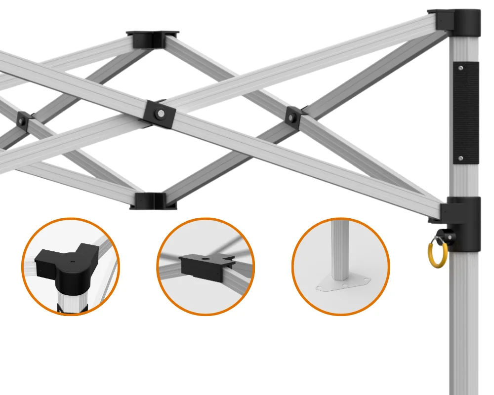Gama Media - Carpa plegable de aluminio 40mm hexagonal montada en evento profesional