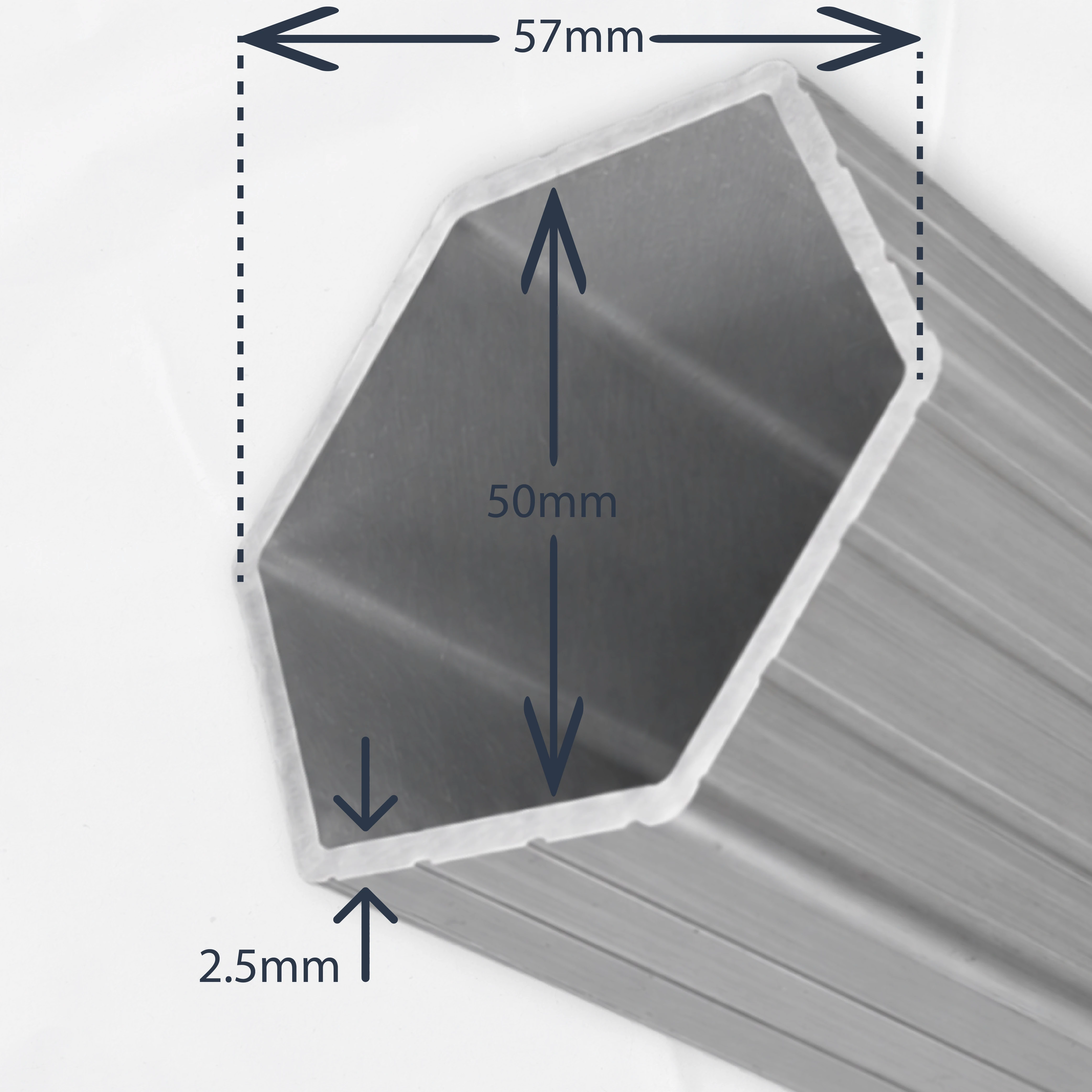 Columnas de la estructura Hexagonal 57x50x2,5mm - carpa plegable Modelo Superior
